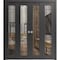 Sartodoors Sliding Closet Double Bi-fold Doors, Lucia 2266 Matte Black with Clear Glass and Aluminum Strips,  LUCIA2266DBF-BLK-96 x 84 (4* 24x84) - alternate 1