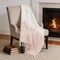 Homeroots 50" X 60" Blush Cotton Woven Color Block Throw Blanket with Fringe 518806 - alternate 2