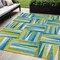 Homeroots 5' X 8' Teal Blue Green And Ivory Geometric Washable Indoor Outdoor Area Rug 598305 - alternate 1
