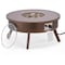 Leisuremod Walbrooke Outdoor Patio Aluminum Round Slats Design Fire Pit Side Table, Lid & Fire Glass, Brown WBRS-29-GL - alternate 2
