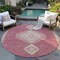 Homeroots 8' Blush Gray And Beige Round Oriental Washable Indoor Outdoor Area Rug 598390 - alternate 4