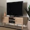 Baxton Studio Sebille Mid-Century Modern Light Brown Finished Wood 2-Door TV Stand with Natural Rattan 207-12462 - alternate 2