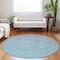 Homeroots 8' Sky Blue And Teal Blue Round Ombre Washable Indoor Outdoor Area Rug 588986 - alternate 3