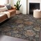Homeroots 8' X 10' Navy Blue Brown And Terra Cotta Damask Washable Indoor Outdoor Area Rug 603602 - alternate 2