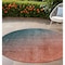 Homeroots 8' Round Gray and Red Orange Round Ombre Washable Non Skid Indoor Outdoor Area Rug 563732 - alternate 1