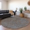 Homeroots 8' Brown And Light Blue Round Abstract Washable Indoor Outdoor Area Rug 599792 - alternate 2