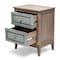 Homeroots 28" Brown And Green Solid Wood Square Distressed Carved Geometric Two Drawer Nightstand w/ USB Port 571347 - alternate 2
