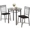 Monarch Specialties Dining Set - 3Pcs Set / Grey Marble / Charcoal Metal I 3065 - alternate 1