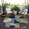 Homeroots 8' Blue Gold And Gray Round Abstract Washable Indoor Outdoor Area Rug 604490 - alternate 2