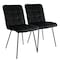Elama 2 Piece Velvet Tufted Accent Chairs in Black with Black Metal Legs ELM-708-1-BLK - alternate 1