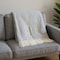 Homeroots 55" X 70" Gray And White Herringbone Cotton Blend I Throw Blanket with Tassels And Embroidery 655532 - alternate 2