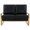 Leisuremod Jefferson Leather Loveseat with Gold Frame, Black JAG53BL-L - alternate 3
