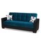 Homeroots 87" Blue Microfiber Sleeper Sofa And Toss Pillows With Brown Legs 607090 - alternate 1
