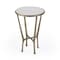 Homeroots 23" White and Gold Distressed Marble and Aluminum Round End Table 634861 - alternate 1