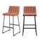 Homeroots Set of Two 30" Brown And Black Faux Leather And Steel Bar Height Bar Chairs 555750 - alternate 4