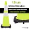 Traffic Kontrol 36in Traffic Safety Cone - 10Lbs - Lime - 6in +4in Hi Intensity Reflective Collars - 1PC TKTC-36-10-LM-2C - alternate 2
