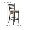 Flash Furniture Restaurant Stool, Ladder Back, Nat Seat, Seat Height Range: 29" XU-DG697BLAD-BAR-NATW-GG - alternate 2
