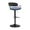 Armen Living Nash Adjustable Black Wood Bar Stool in Blue Fabric with Black Metal LCNABABLKBLU - alternate 2