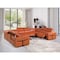 Homeroots Camel Italian Leather Power Reclining U Shaped Eight Piece Corner Sectional With Console 634684 - alternate 3