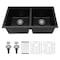 Wrightmaster 33 in. Undermount 50/50 Double Bowl Granite Composite Kitchen Sink with Accessories ZOR-P197759 - alternate 1