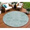 Homeroots 8' Teal Blue And Gray Round Damask Washable Indoor Outdoor Area Rug 603793 - alternate 1