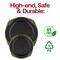 Smarty Had A Party 7.5" Black with Gold Fancy Round Disposable Plastic Salad Plates, 120PK 8887-BG-CASE - alternate 5
