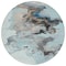 Homeroots 8' Teal Blue Gold And Gray Round Abstract Washable Indoor Outdoor Area Rug 617832 - alternate 2