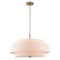 Vaxcel Brentwood 5-Light Gold Mid-Century Modern Drum Pendant White Fabric Shade P0442 - alternate 1
