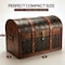 Vintiquewise Wooden Leather Round Top Treasure Chest, Decorative storage Trunk with Lockable Latch QI003016 - alternate 3