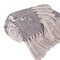 Homeroots 50" X 60" Gray Woven Cotton Striped Throw Blanket with Tassels and Embroidery 548935 - alternate 3