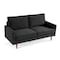 Homeroots 69" Black Velvet Sofa With Dark Brown Legs 543716 - alternate 2