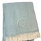 Homeroots 55" X 70" Sky Blue White Herringbone Cotton Blend C Initial Throw Blanket with Tassels Embroidery 680587 - alternate 2