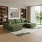 Homeroots 107" Green Corduroy Modular Compression Foam Sofa With Ottoman And Toss Pillows 712957 - alternate 2