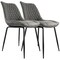 Elama 2 Piece Vintage Faux Leather Tufted Chair in Gray with Black Metal Legs ELM-233-2-GRY - alternate 1