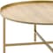 Homeroots 34" Oak and Gold Wood And Metal Round Sled Coffee Table 490508 - alternate 2