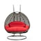 Leisuremod Beige Wicker Hanging 2 person Egg Swing Chair with Red Cushions ESCBG-57R - alternate 1