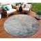 Homeroots 8' Taupe Brown And Silver Round Abstract Washable Indoor Outdoor Area Rug 617373 - alternate 1