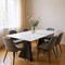Homeroots 79" White and Black Sintered Stone and Steel Double Pedestal Base Dining Table 572189 - alternate 3