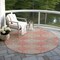 Homeroots 8' Salmon And Beige Round Floral Washable Indoor Outdoor Area Rug 610777 - alternate 3