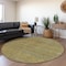 Homeroots 8' Sage And Gold Round Striped Washable Indoor Outdoor Area Rug 615634 - alternate 2