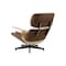 Homeroots 35" Beige and Dark Brown Genuine Leather Tufted Swivel Lounge Chair With Ottoman 526373 - alternate 2