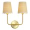 Jonathan Y Lila 15" 2-Light Traditional Coastal Scalloped Fabric Shade/Metal LED Vanity Light, Brass Gold/Brown JYL1608A - alternate 1