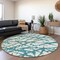 Homeroots 8' Teal Blue And Ivory Round Abstract Washable Indoor Outdoor Area Rug 614391 - alternate 3