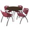Regency Round Kahlo Breakroom Table W/ 4 M Stack Chairs, 36 in W, 36 in L, Neo Walnut TPL36RNDNWCM47BY - alternate 1
