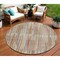 Homeroots 8' Rust And Ivory Round Striped Washable Indoor Outdoor Area Rug 631553 - alternate 1
