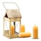 Kings County Candle Lamp Vintage Style Folding Brass Candle Lantern with Hanging Handle & 3 Beeswax Tapers GW83R02-01-14 - alternate 1
