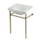 Kingston Brass 30" Ceramic Console Sink with Stainless Steel Legs, 8-Inch, 3-Hole, White/Brushed Brass KVPB30229W87 - alternate 1