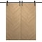 Sartodoors Modern Double Barn Door 36 x 80 inches, Ego 5005 Natural Oak, 13FT Rail Track Set, Solid Panel In EGO5005DB-SNA-36 - alternate 1