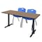 Regency Cain T-Base Training Seminar Table W/ 2 M Stack Chairs, 72 in W, 24 in L, Noble Oak MTRCT7224NO47BE - alternate 1