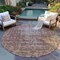 Homeroots 8' Brown Round Oriental Washable Indoor Outdoor Area Rug 607526 - alternate 2